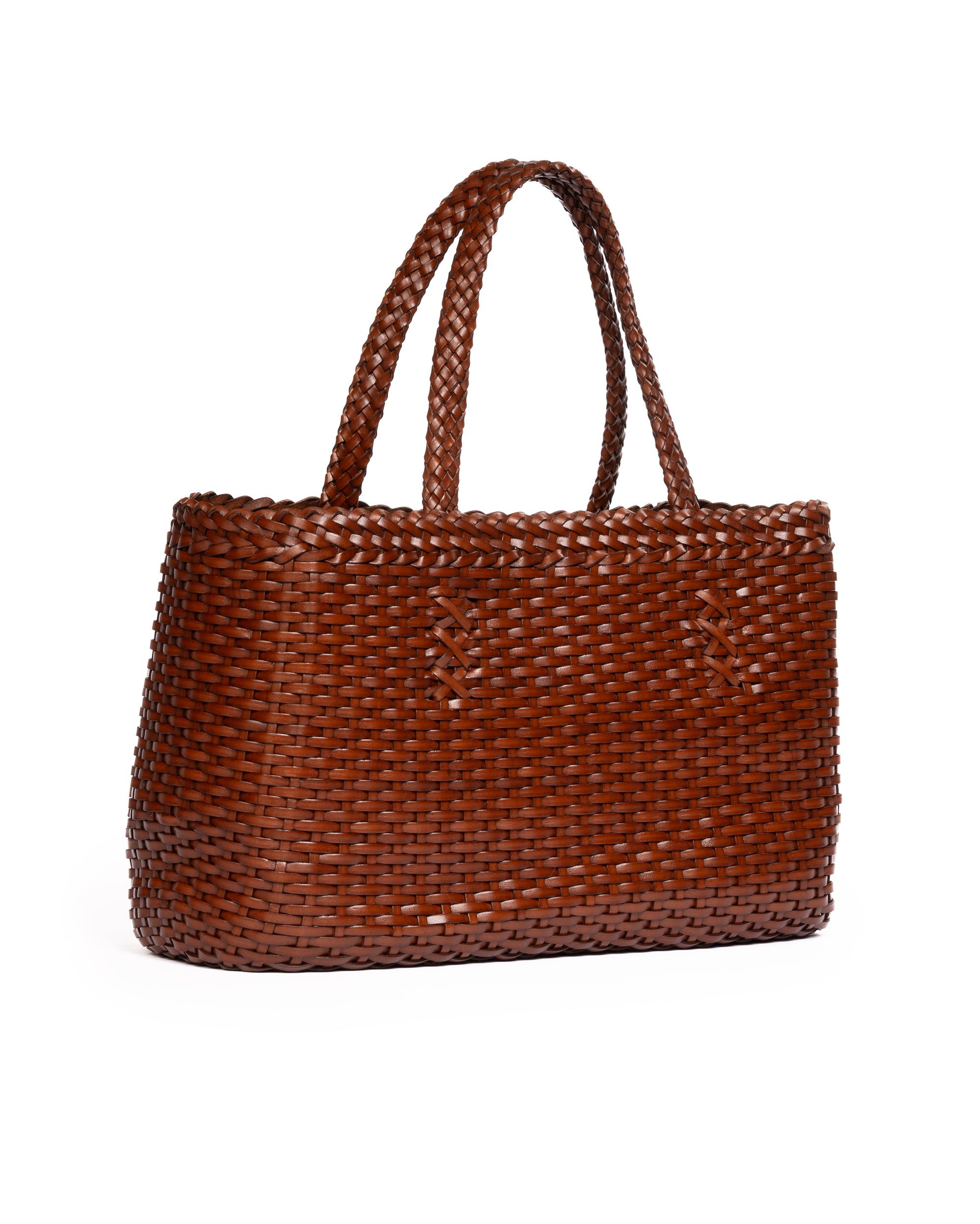Borsa Tote intrecciata Cognac