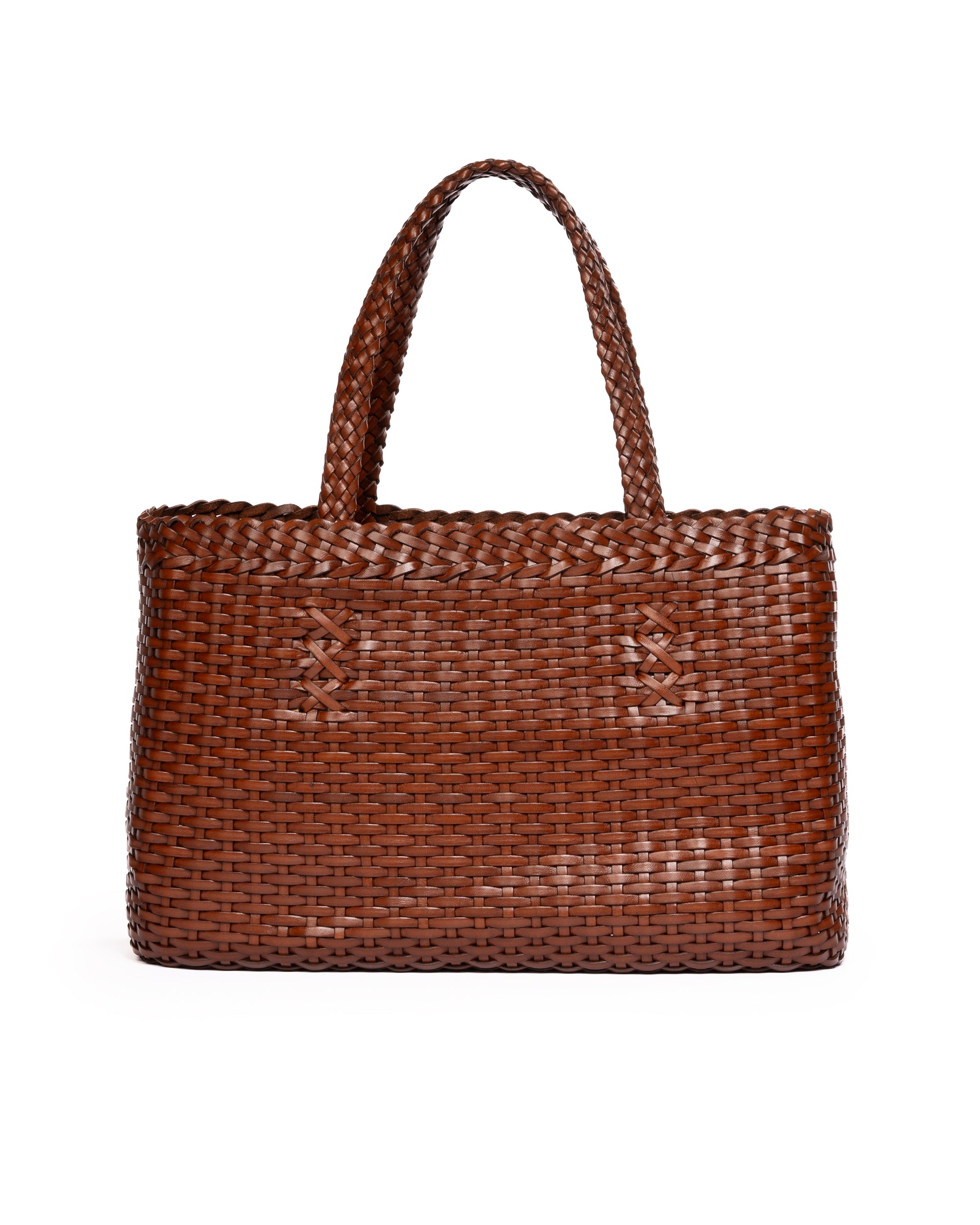 Borsa Tote intrecciata Cognac