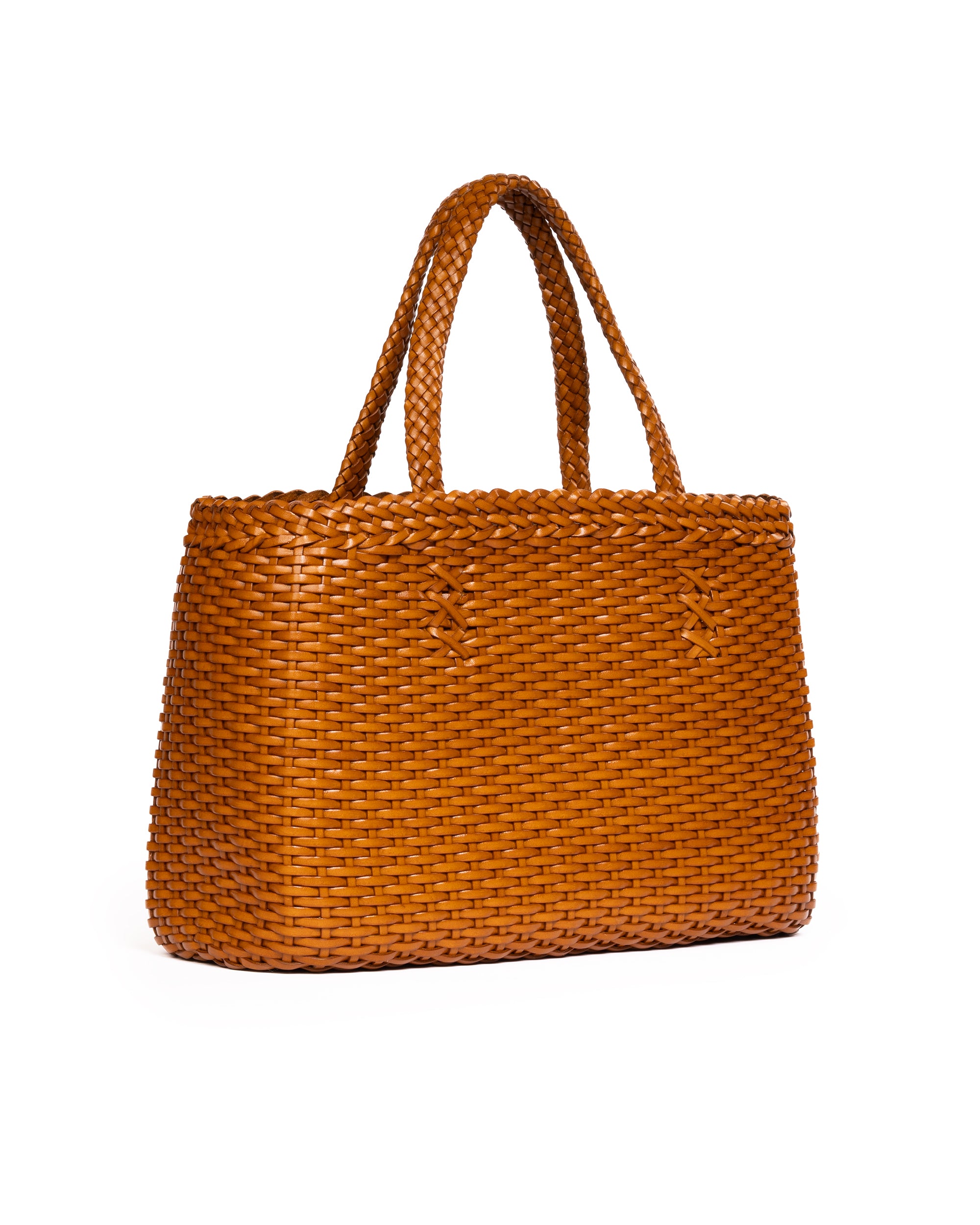 Borsa Tote intrecciata Ocra