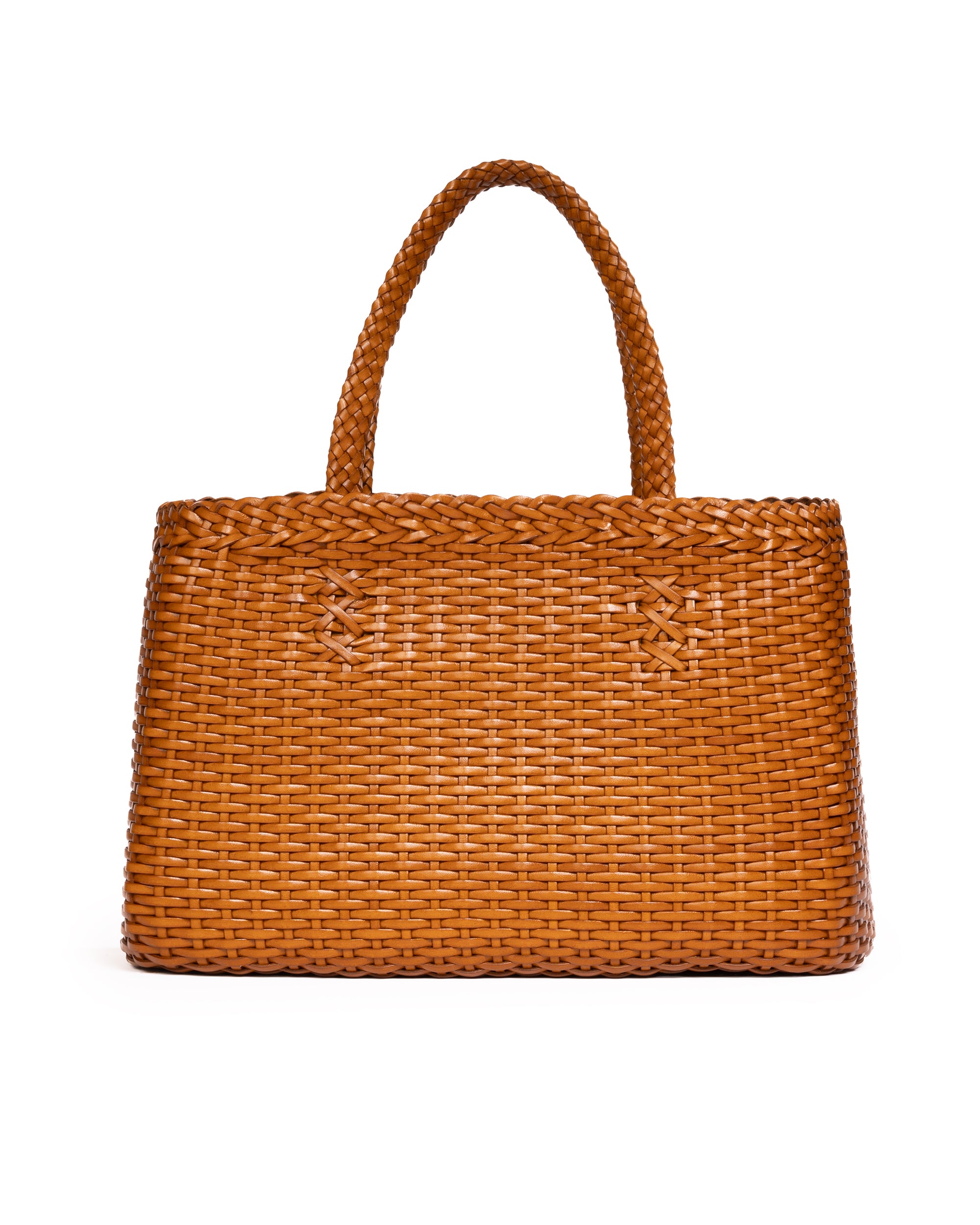 Borsa Tote intrecciata Ocra