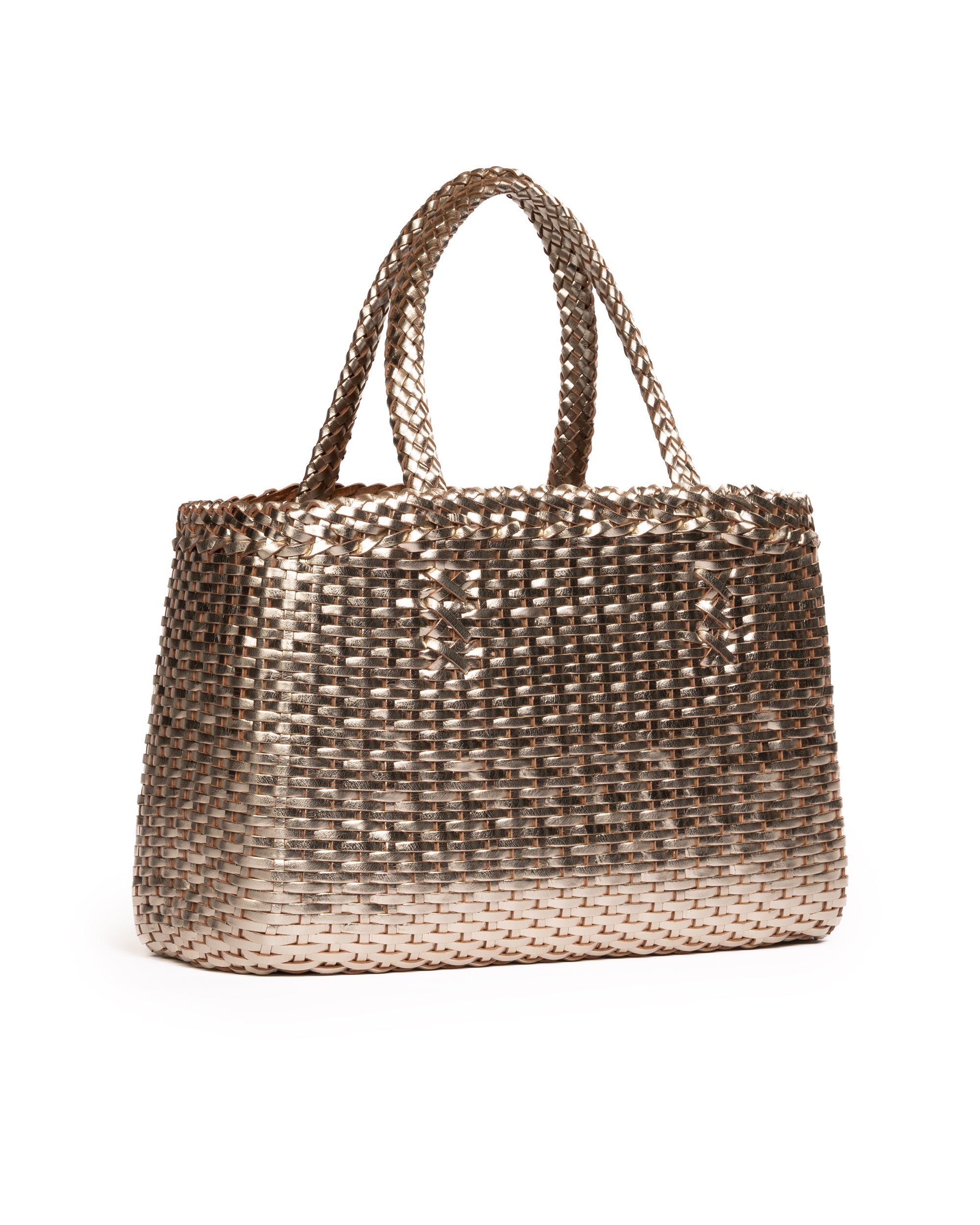 Borsa Tote intrecciata Platino