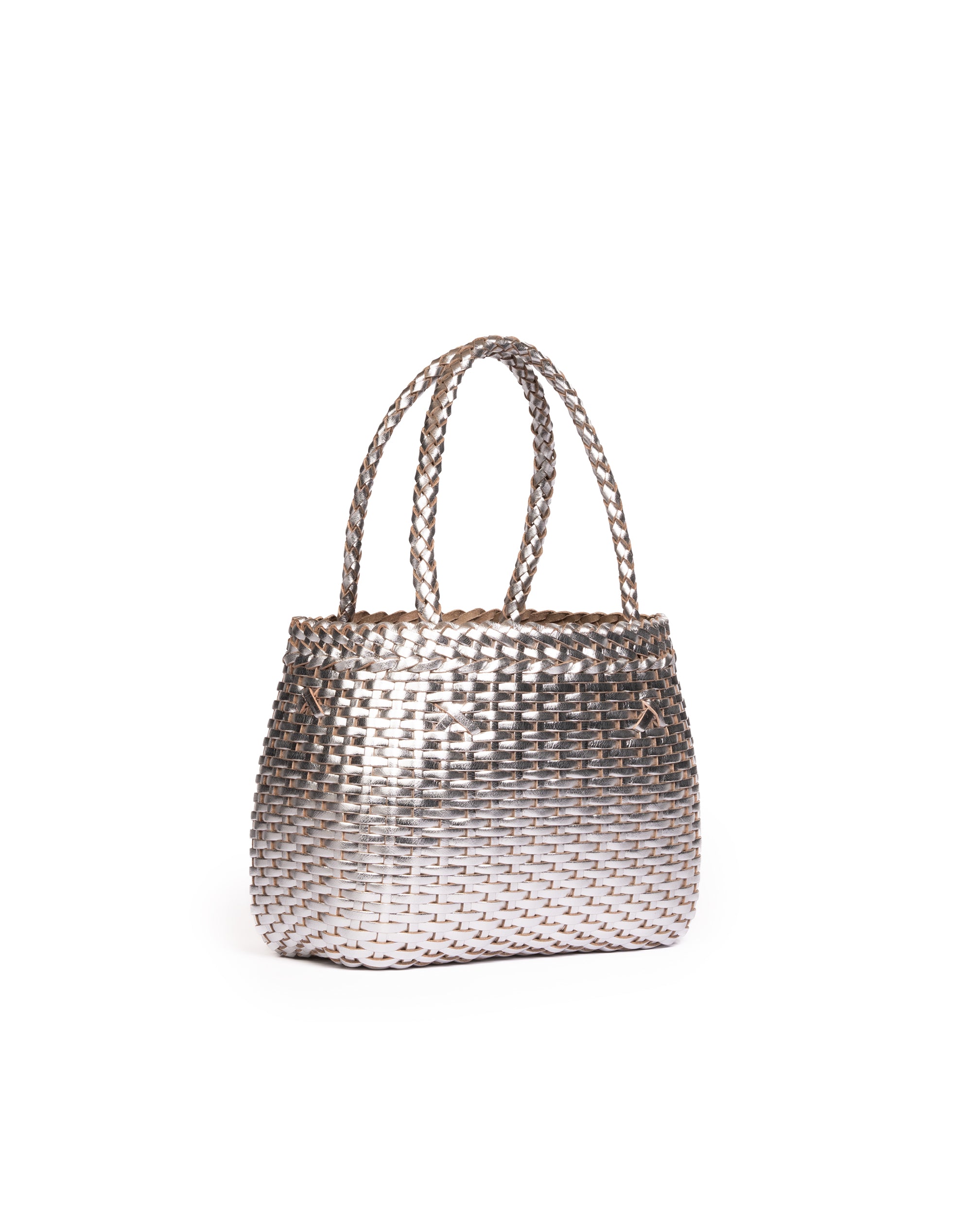 Borsa Mini Tote intrecciata Alluminio