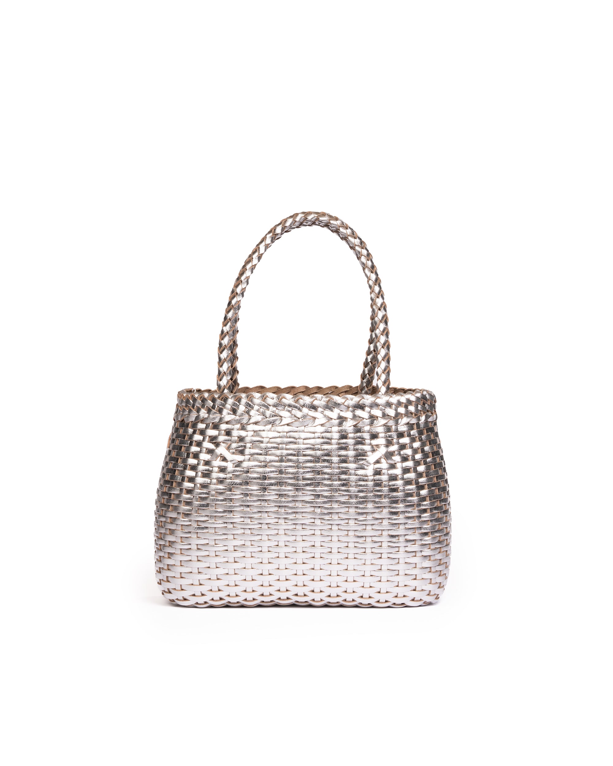 Borsa Mini Tote intrecciata Alluminio