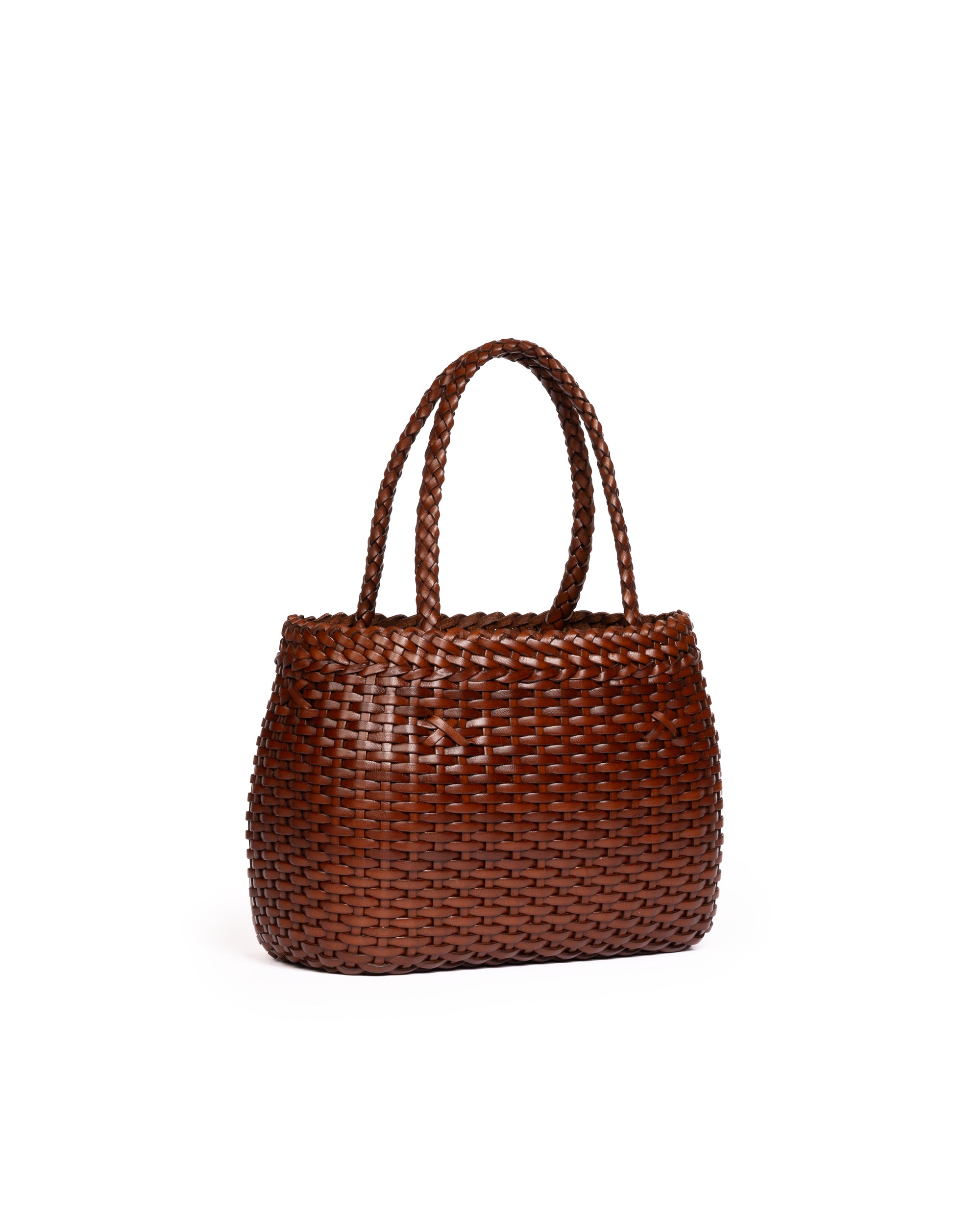 Borsa Mini Tote intrecciata Cognac