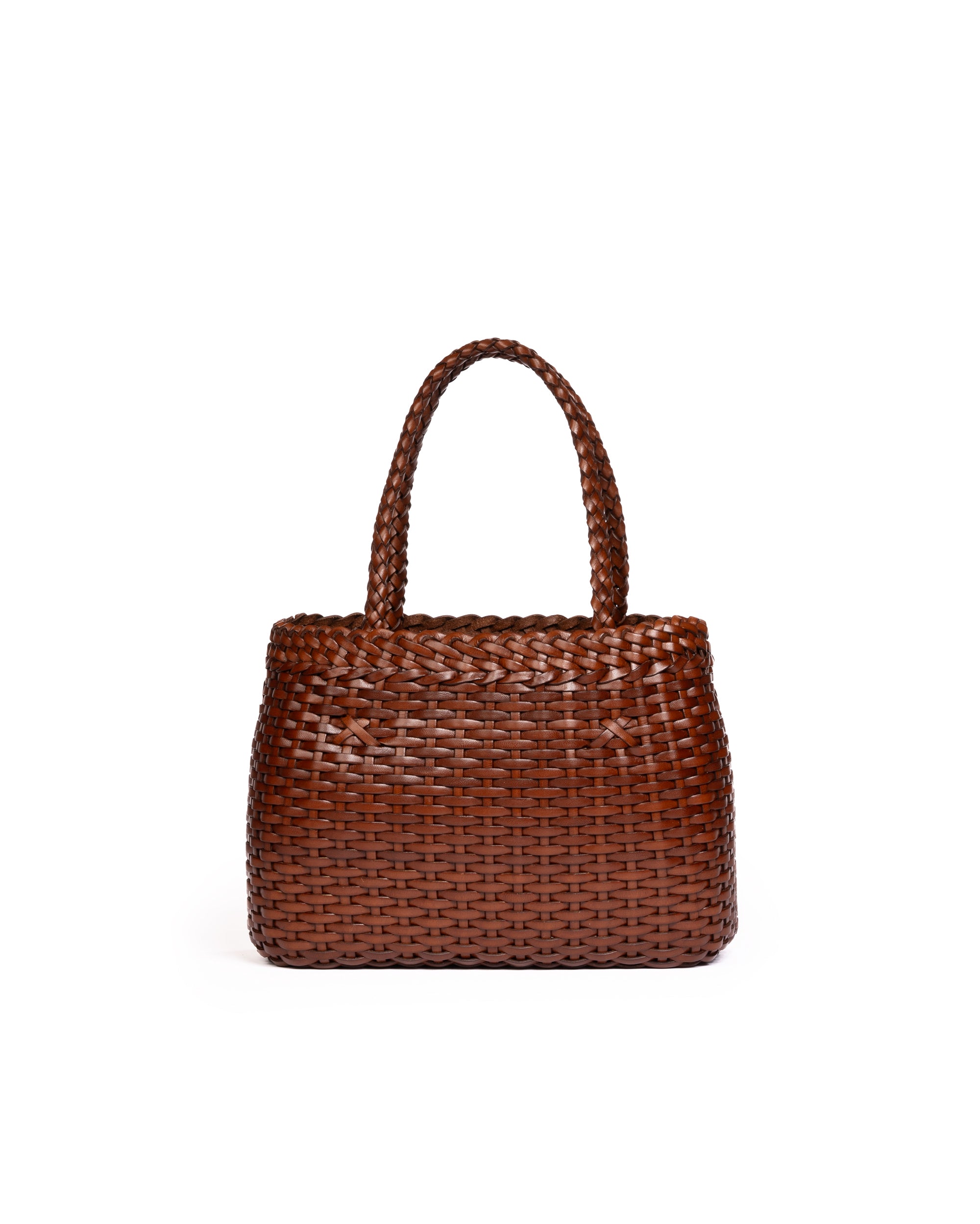 Borsa Mini Tote intrecciata Cognac