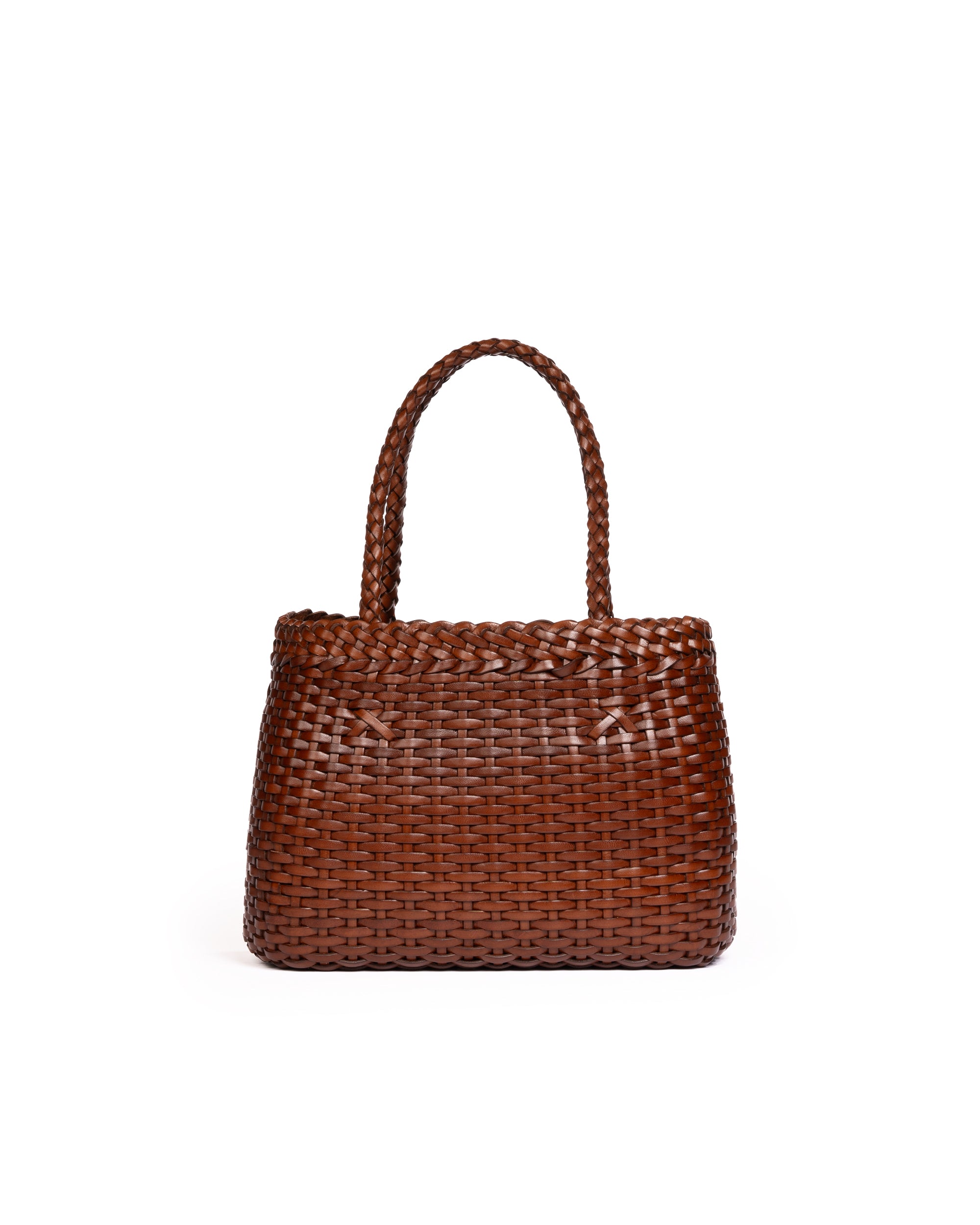 Borsa Mini Tote intrecciata Cognac