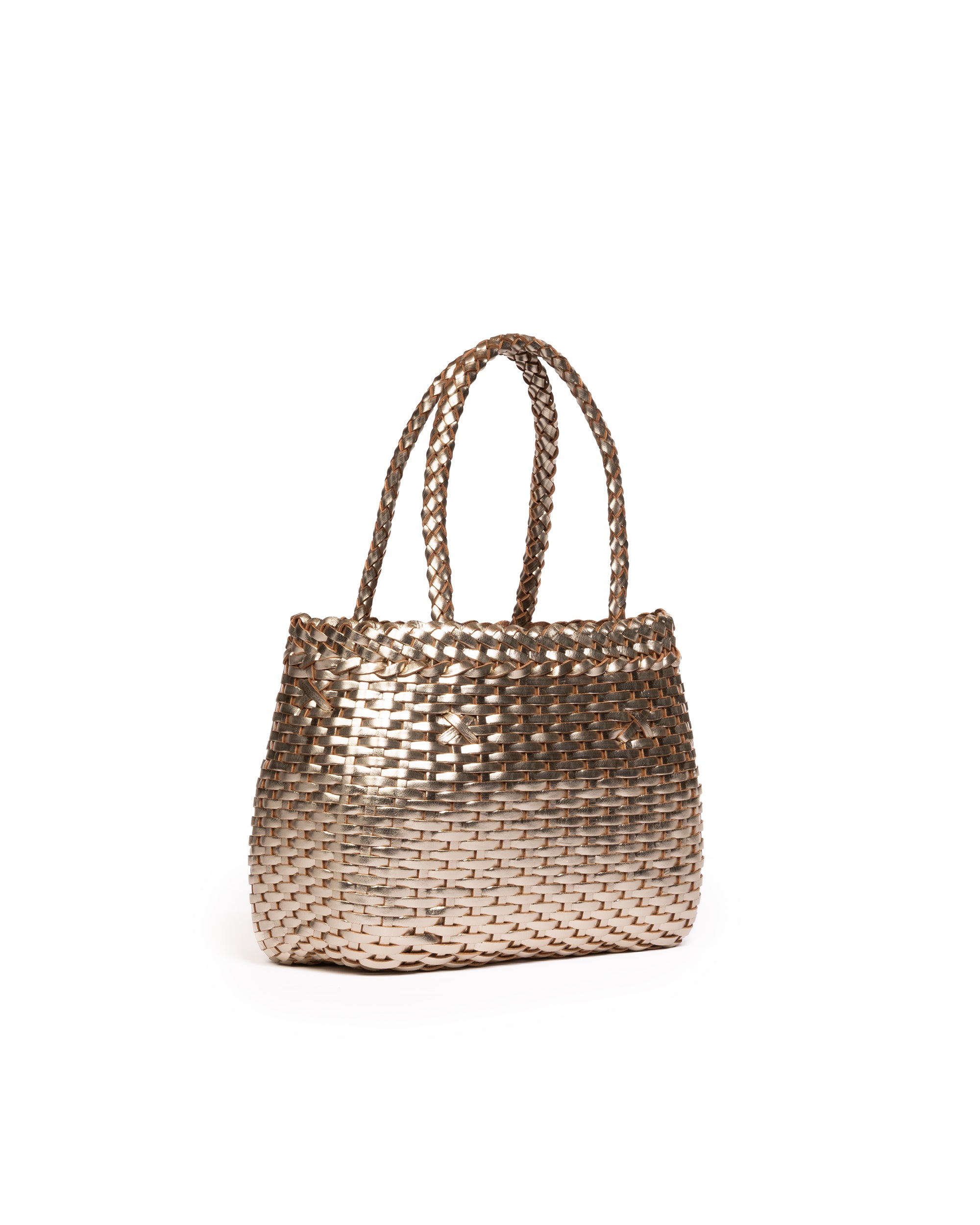 Borsa Mini Tote intrecciata Platino