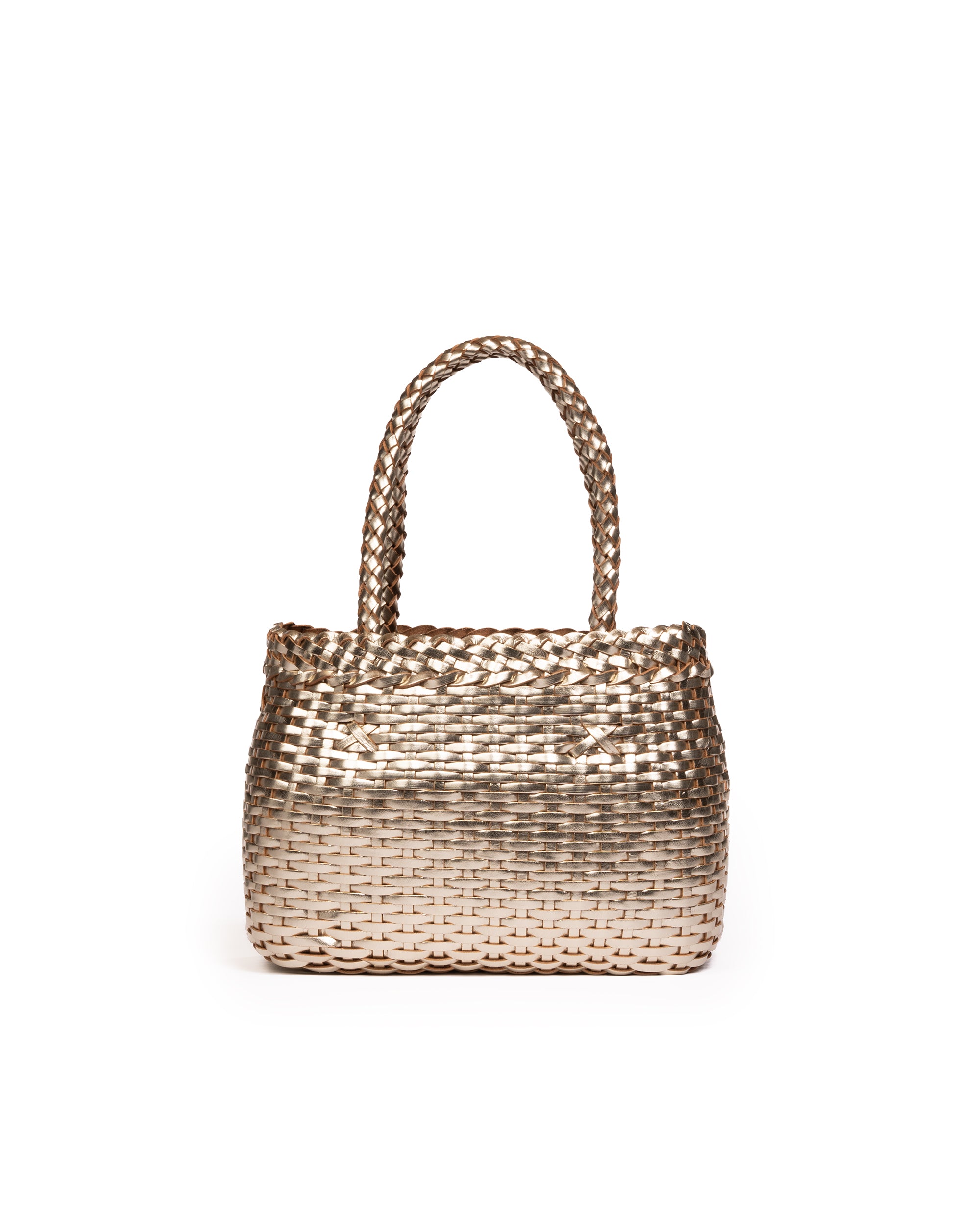 Borsa Mini Tote intrecciata Platino