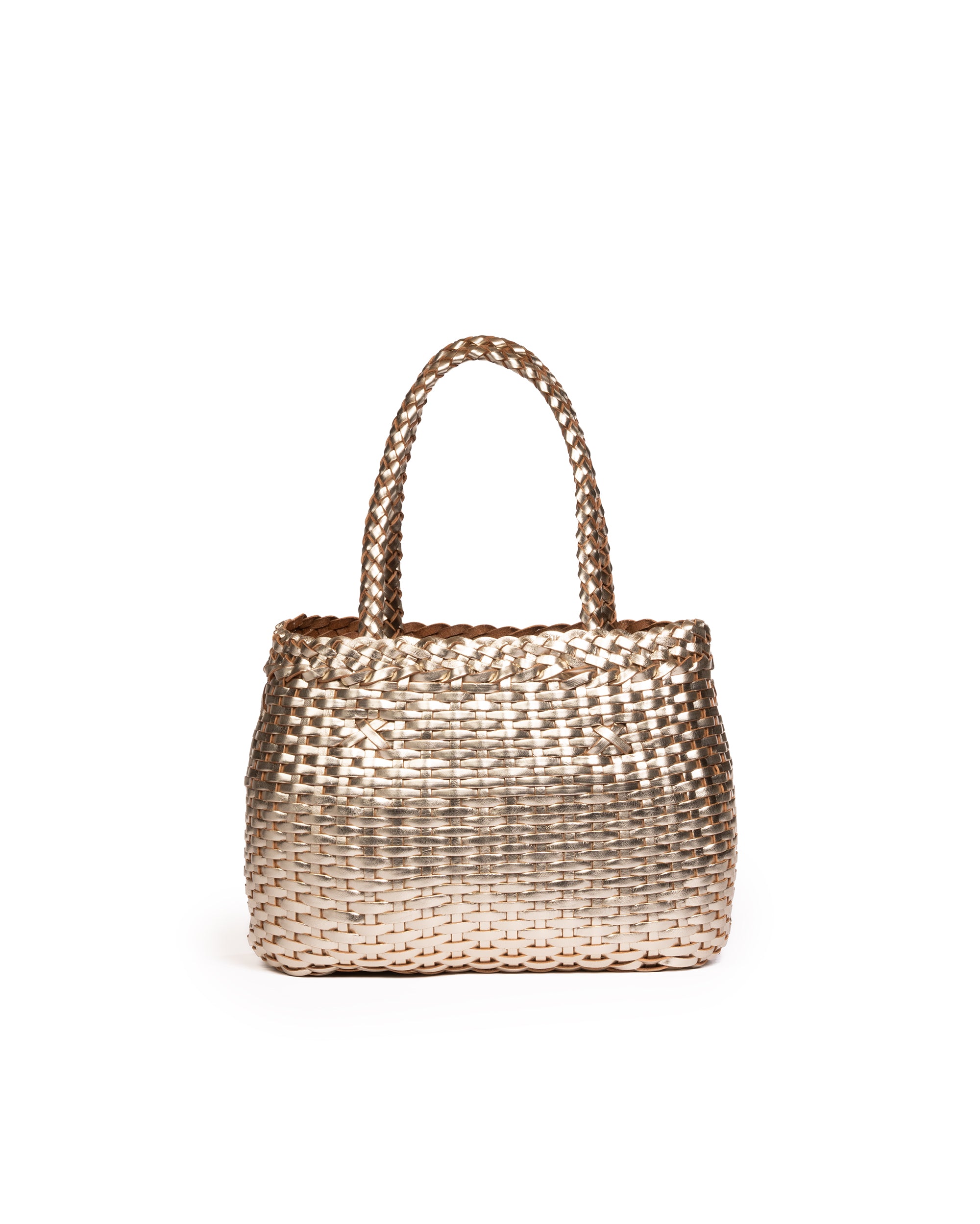 Borsa Mini Tote intrecciata Platino