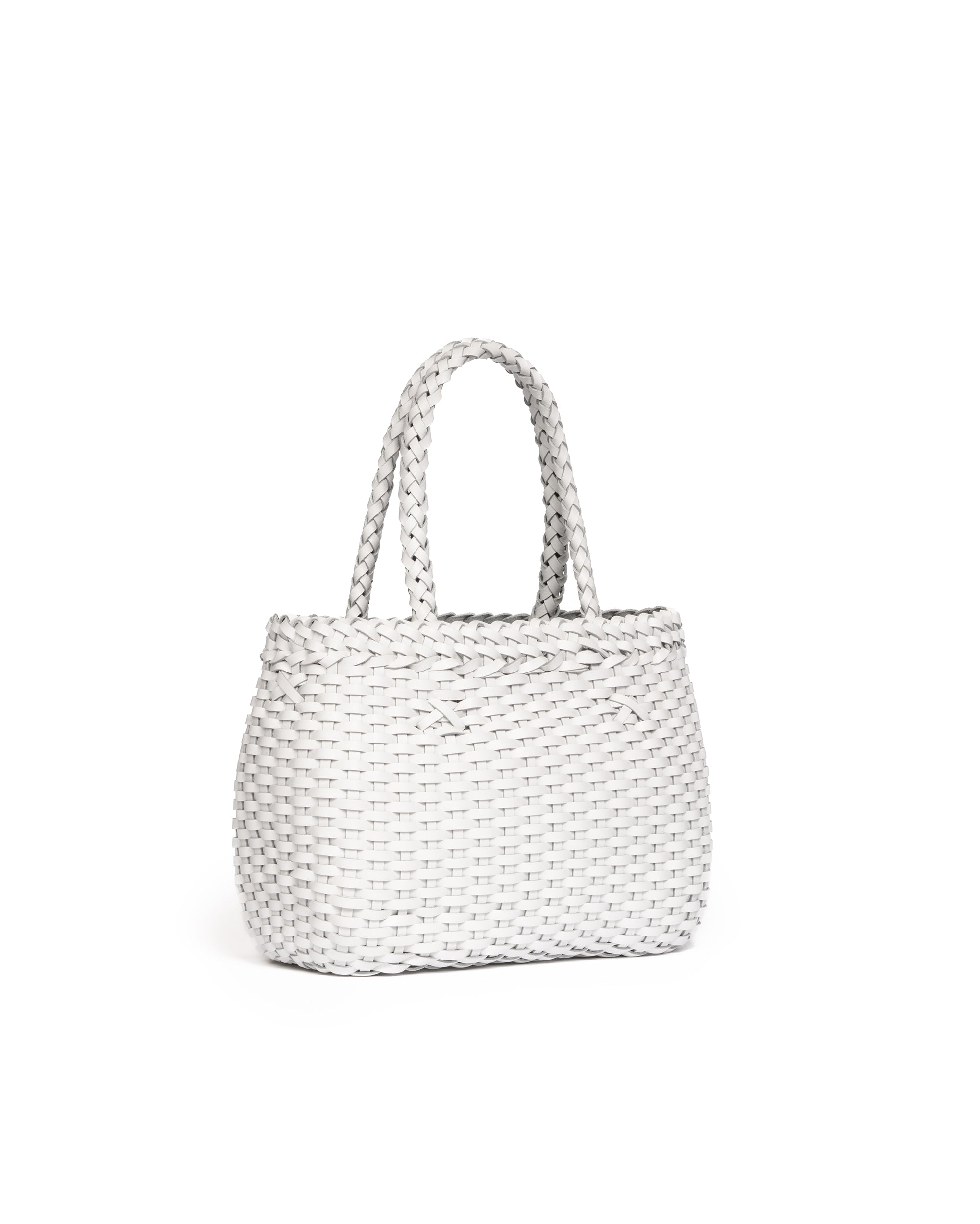 Borsa Mini Tote intrecciata Bianca
