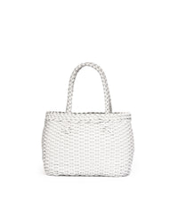 Borsa Mini Tote intrecciata Bianca