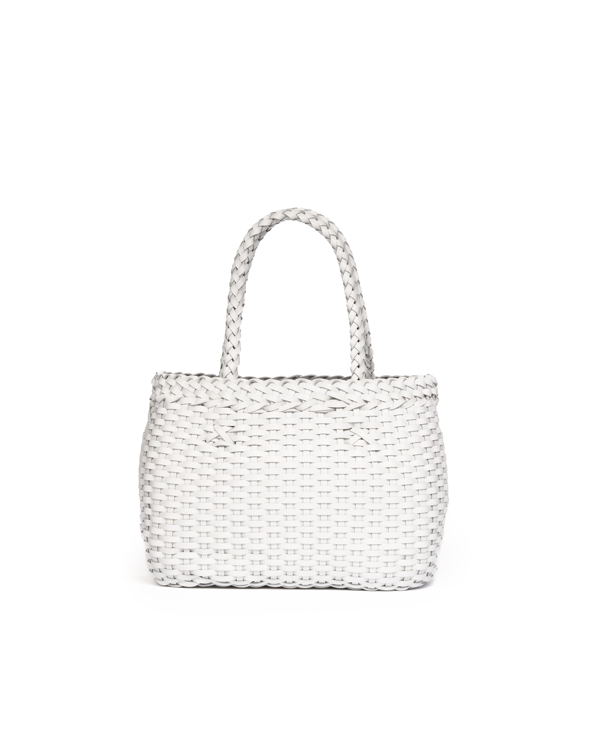 Borsa Mini Tote intrecciata Bianca