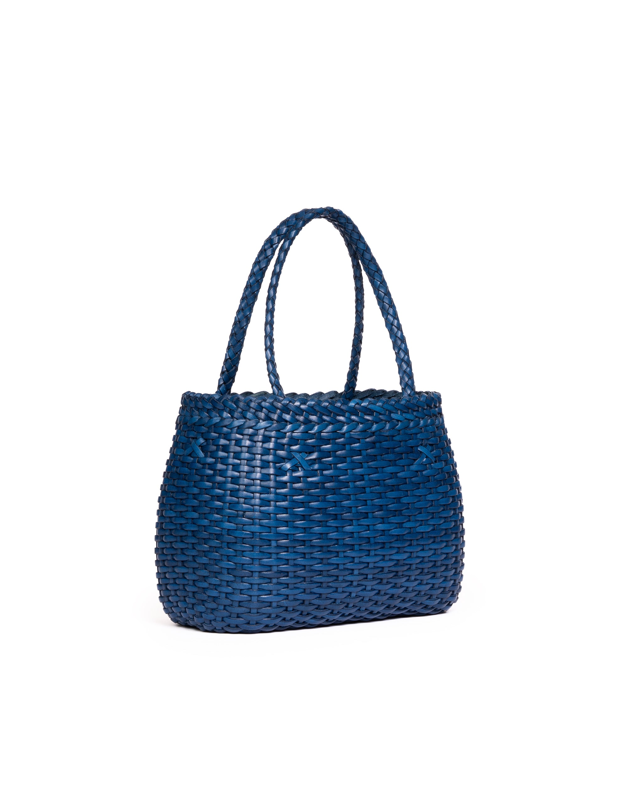Borsa Mini Tote intrecciata Blu Cobalto