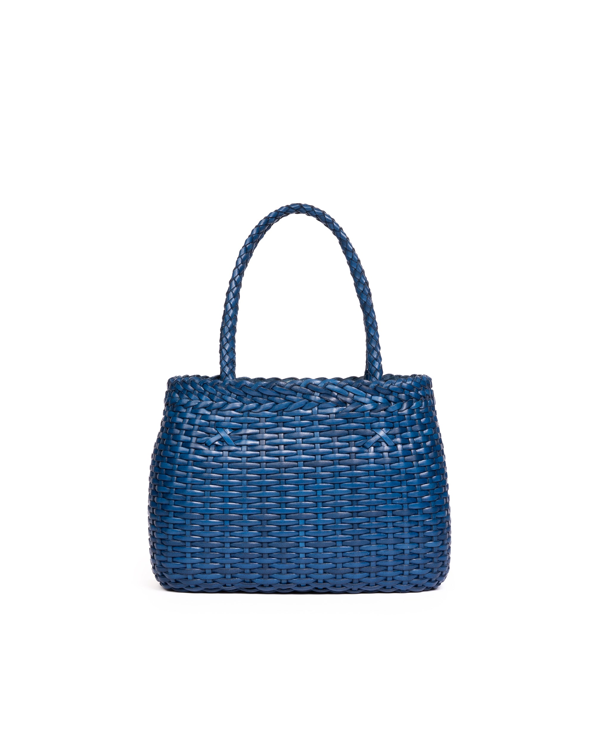 Borsa Mini Tote intrecciata Blu Cobalto