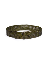Cintura pelle intrecciata verde