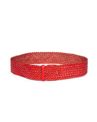 Cintura pelle intrecciata rossa