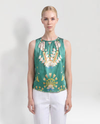 Top in seta verde