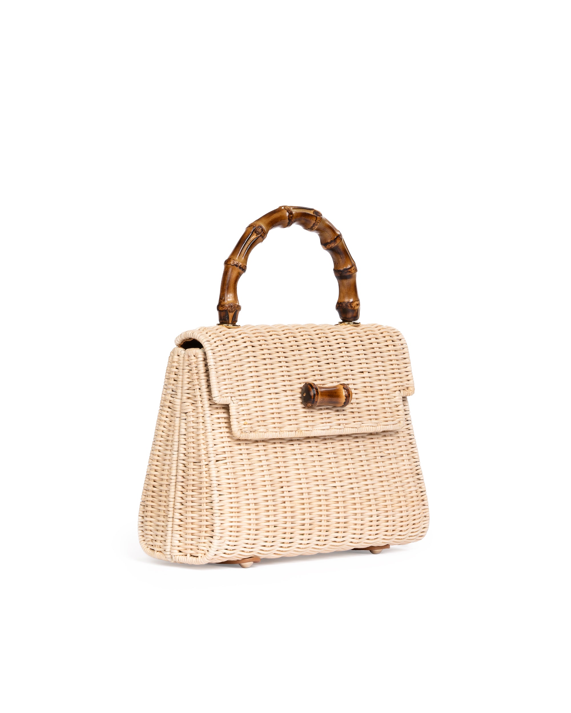 Borsa Mini con Manico in Bamboo Naturale