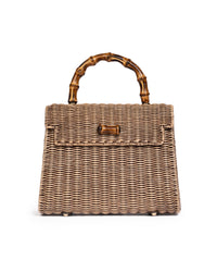 Borsa con Manico in Bamboo Tortora
