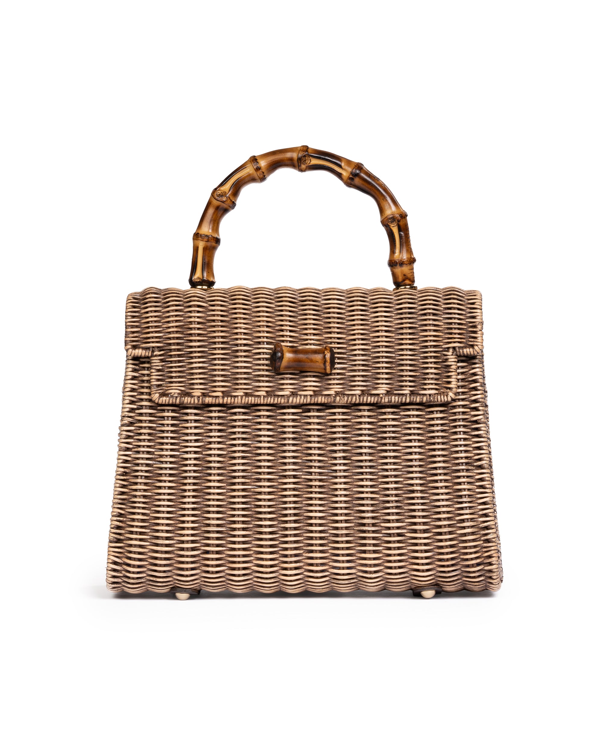 Borsa con Manico in Bamboo Tortora
