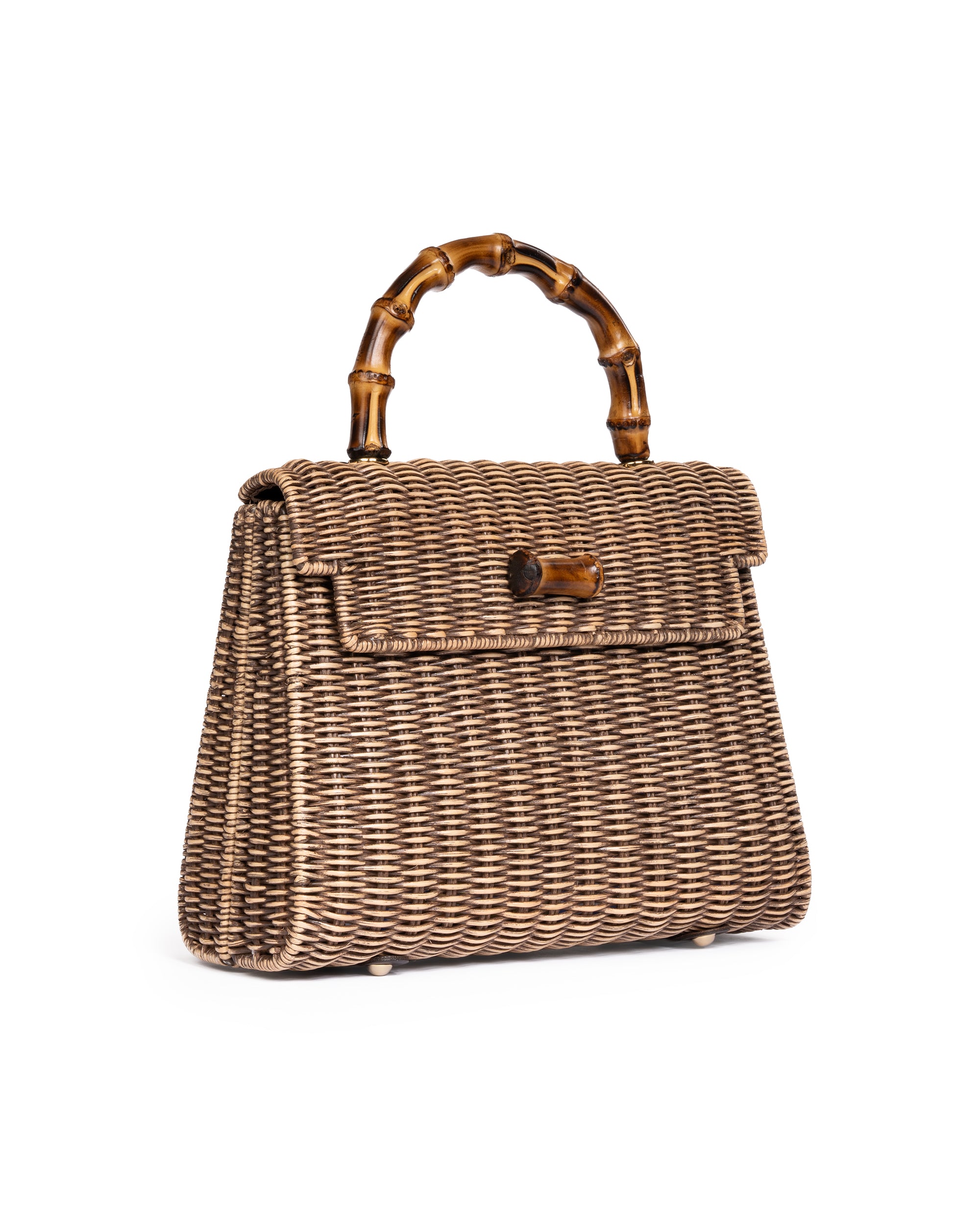 Borsa con Manico in Bamboo Tortora