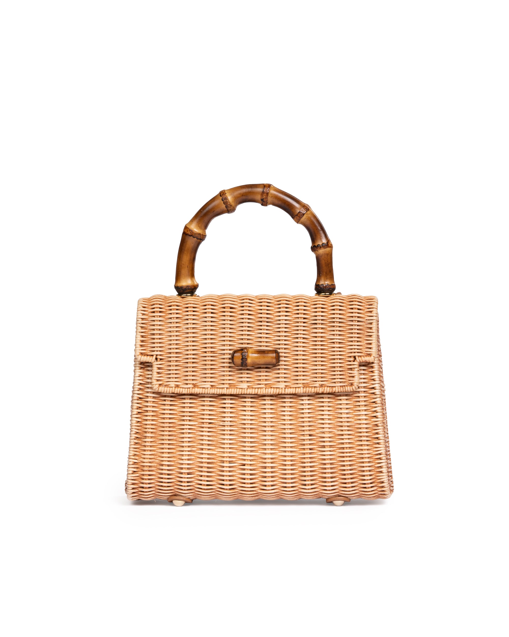 Borsa Mini con Manico in Bamboo Biscotto