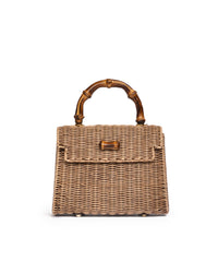 Borsa Mini con Manico in Bamboo Tortora