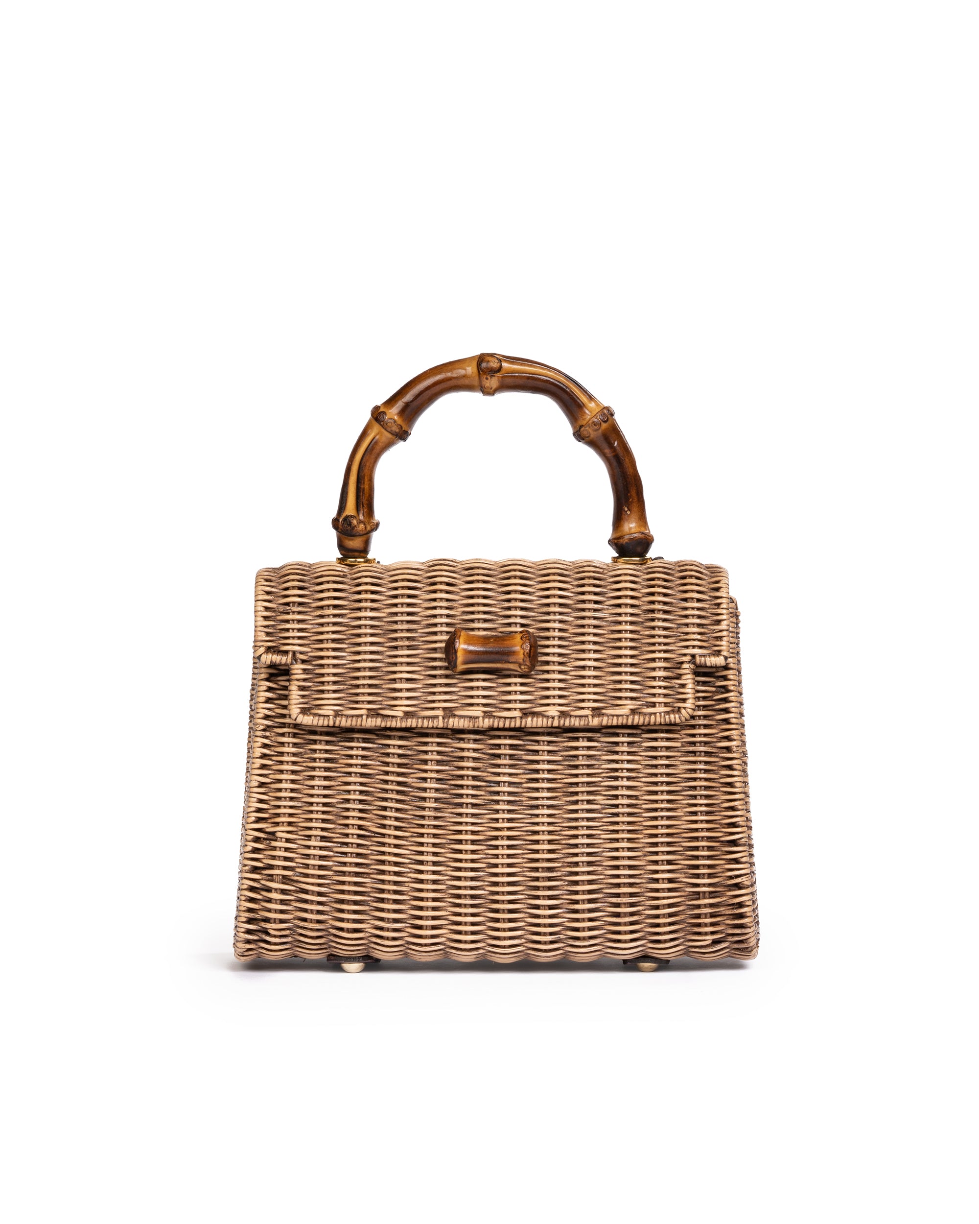 Borsa Mini con Manico in Bamboo Tortora