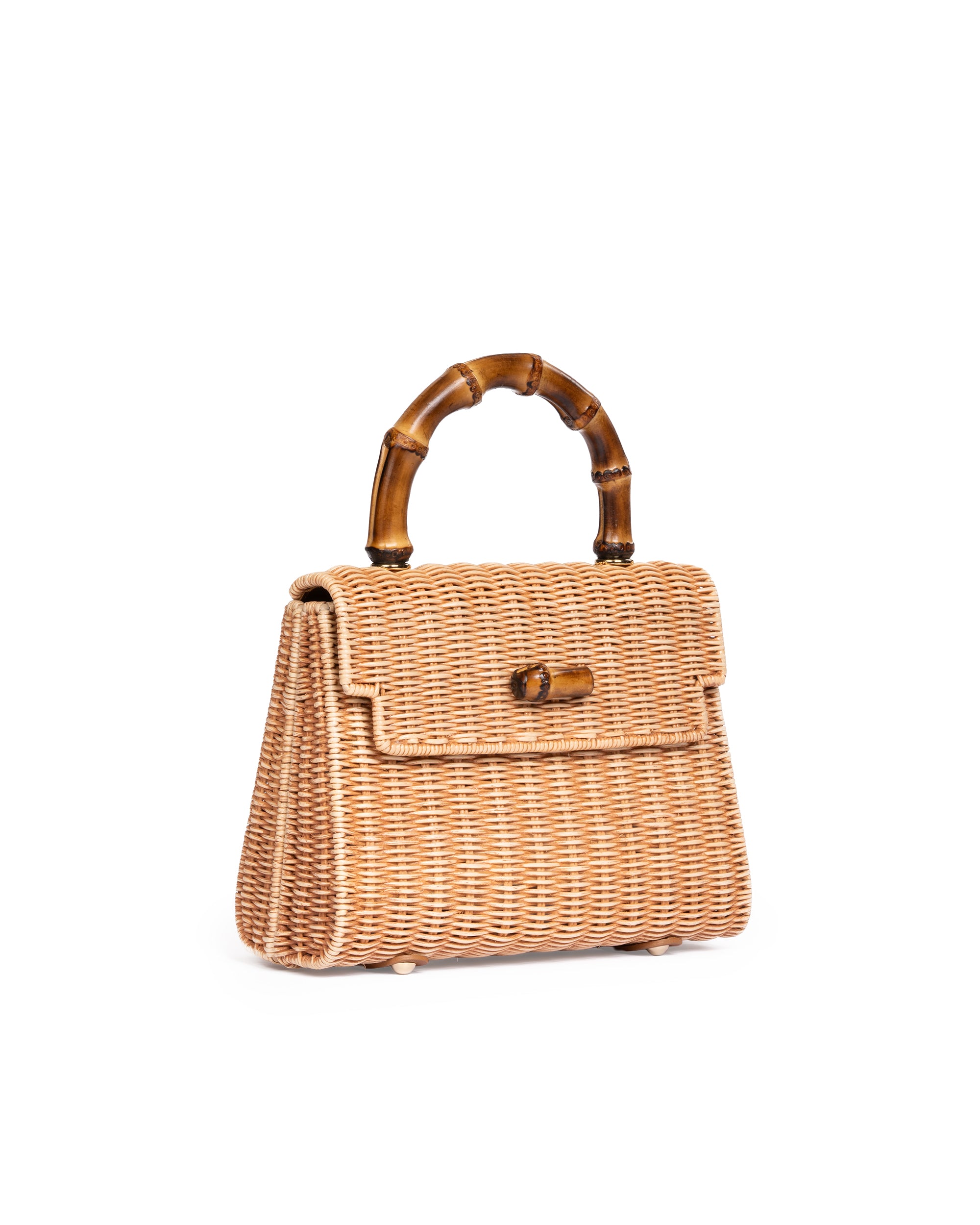 Borsa Mini con Manico in Bamboo Biscotto