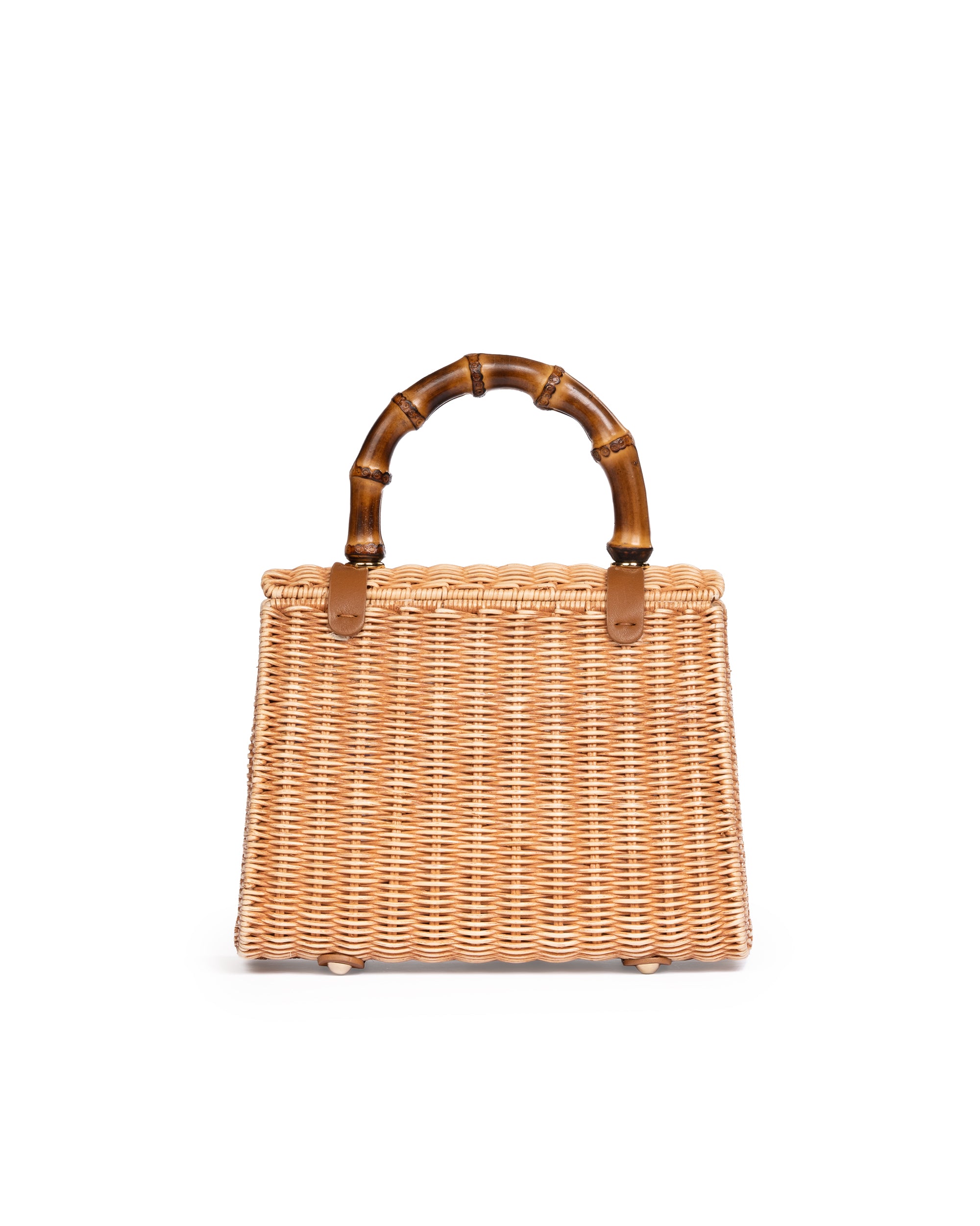 Borsa Mini con Manico in Bamboo Biscotto