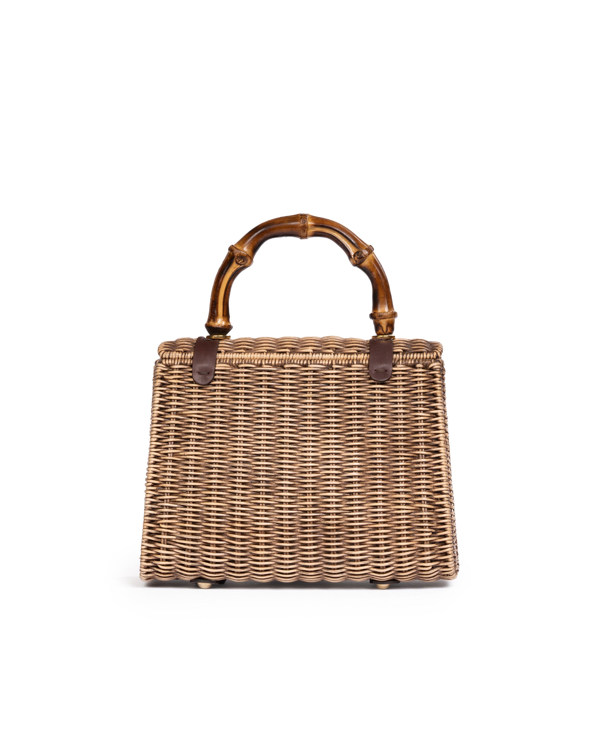 Borsa Mini con Manico in Bamboo Tortora