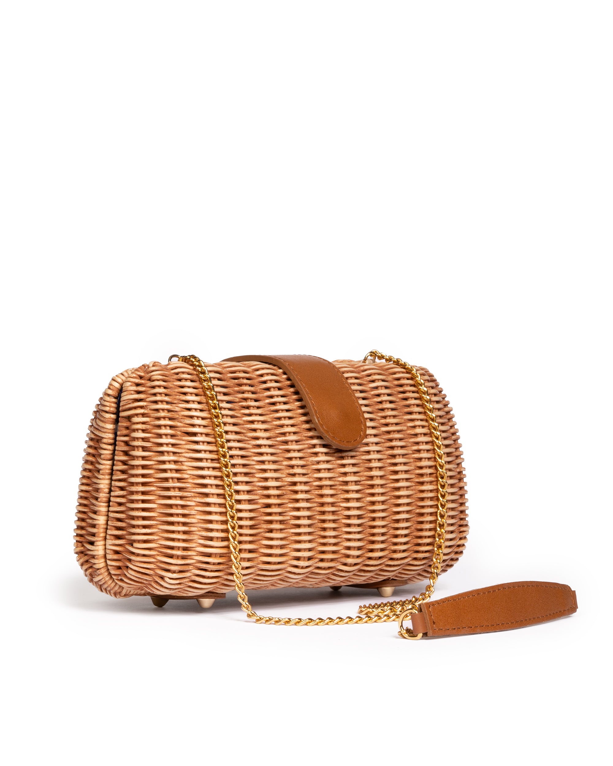 Clutch in Midollino Biscotto/Cognac