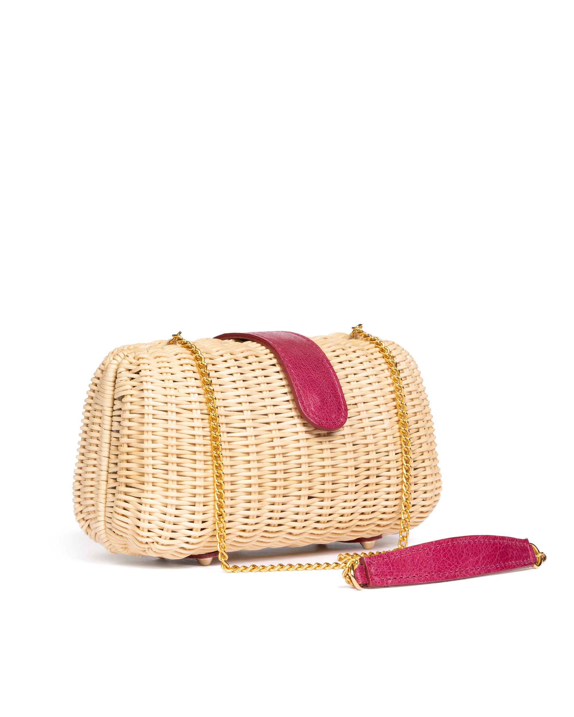 Clutch in Midollino Naturale/Fucsia