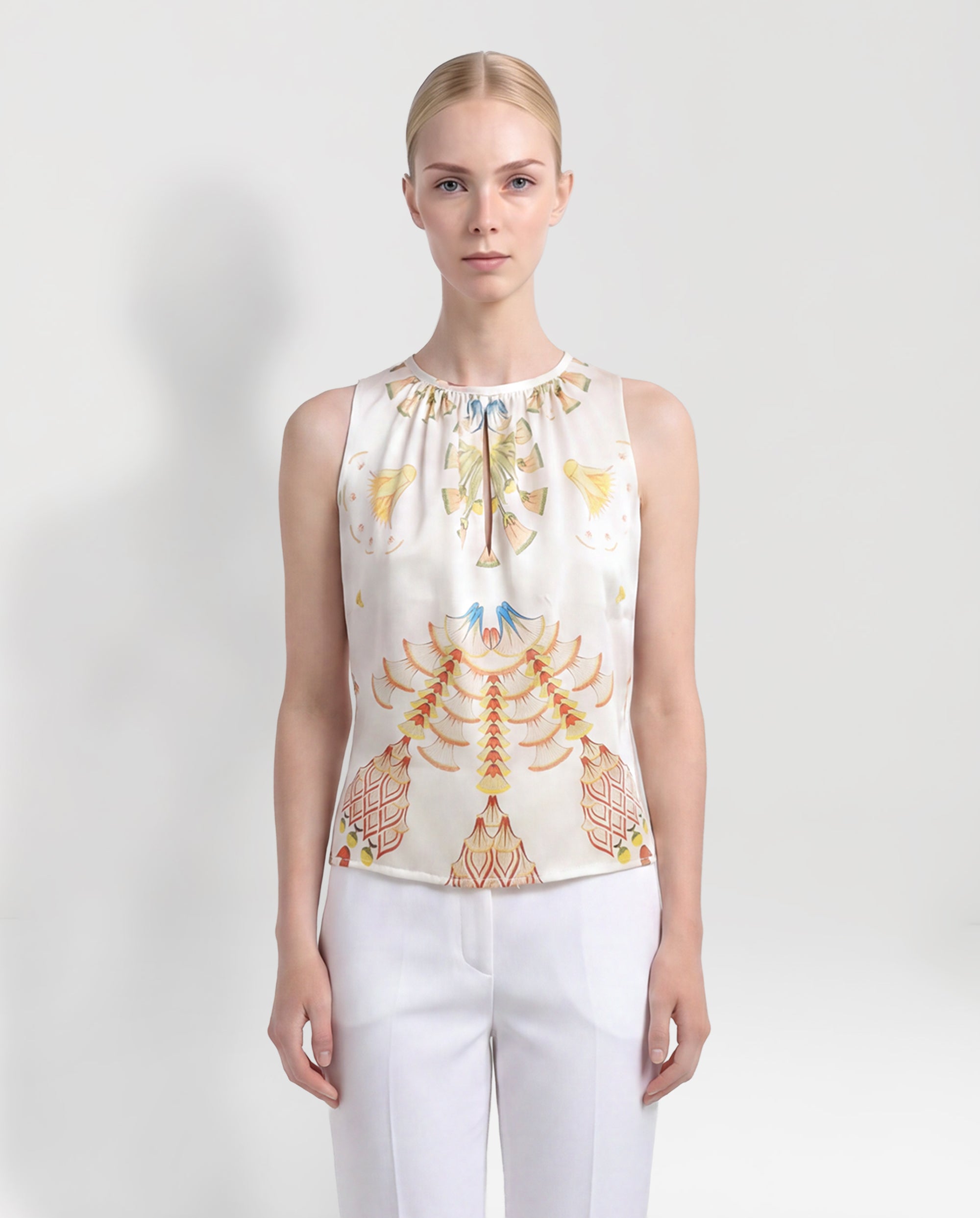 Top in seta bianco