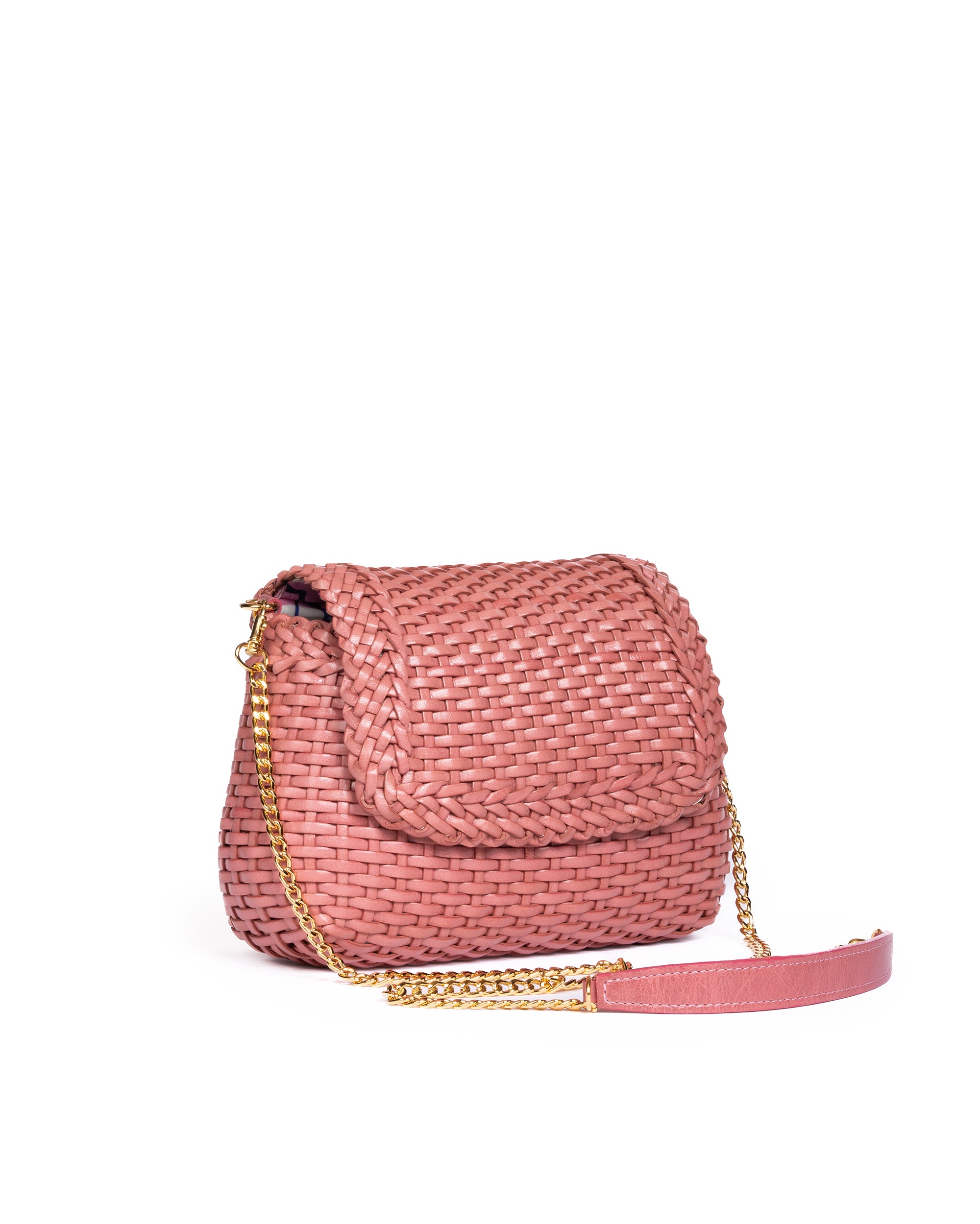 Borsa Intrecciata a Mano Rosa