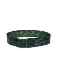 Cintura pelle intrecciata verde scuro
