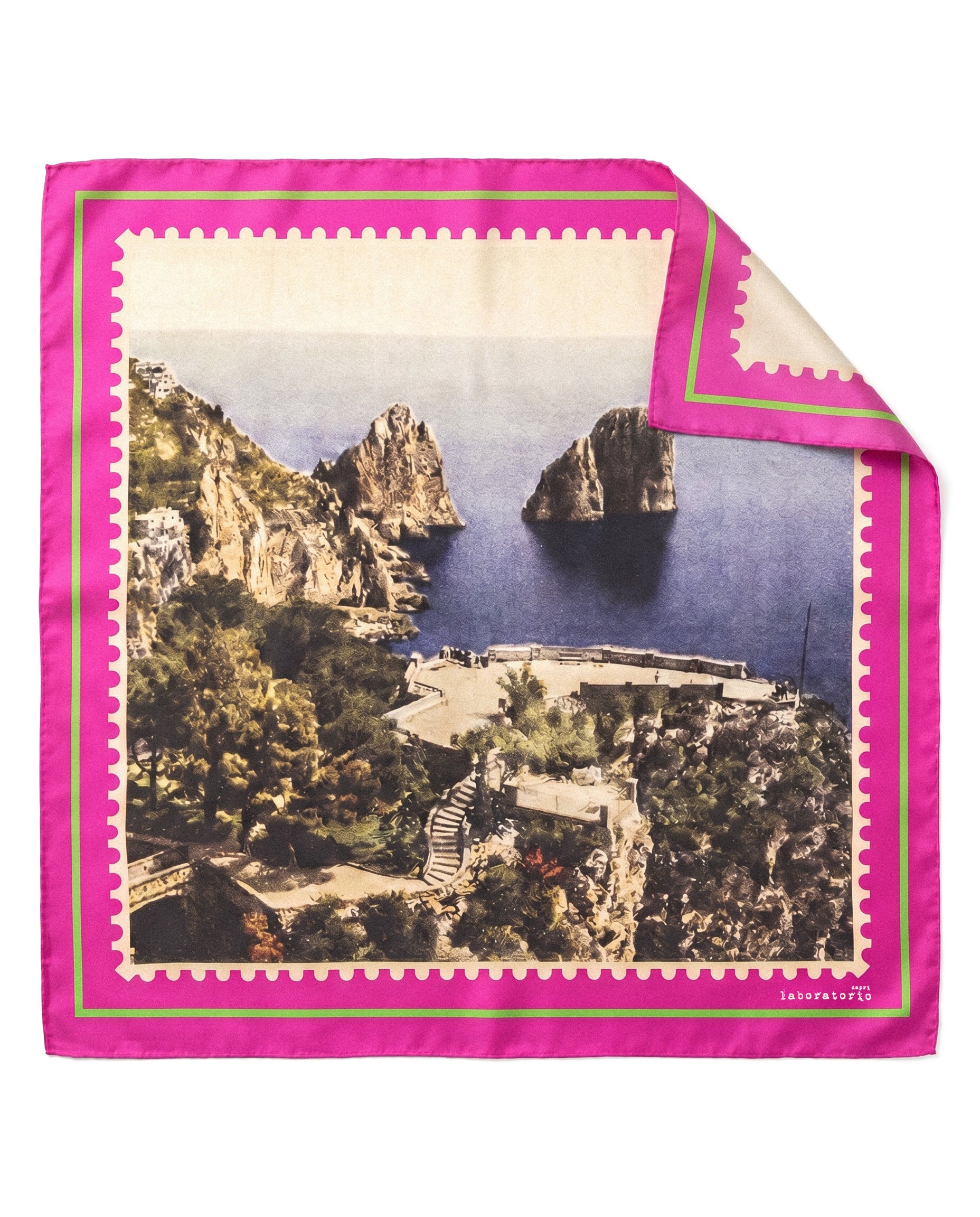 Foulard in seta fucsia Faraglioni di Capri