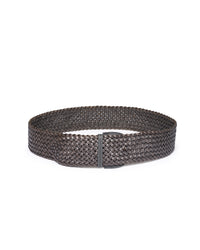 Cintura pelle intrecciata grigio scuro
