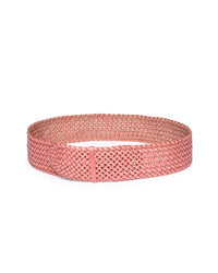 Cintura pelle intrecciata rosa