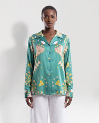 Blusa in seta verde