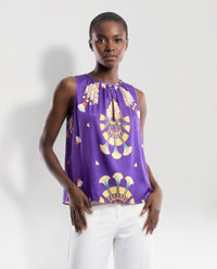 Top in seta viola