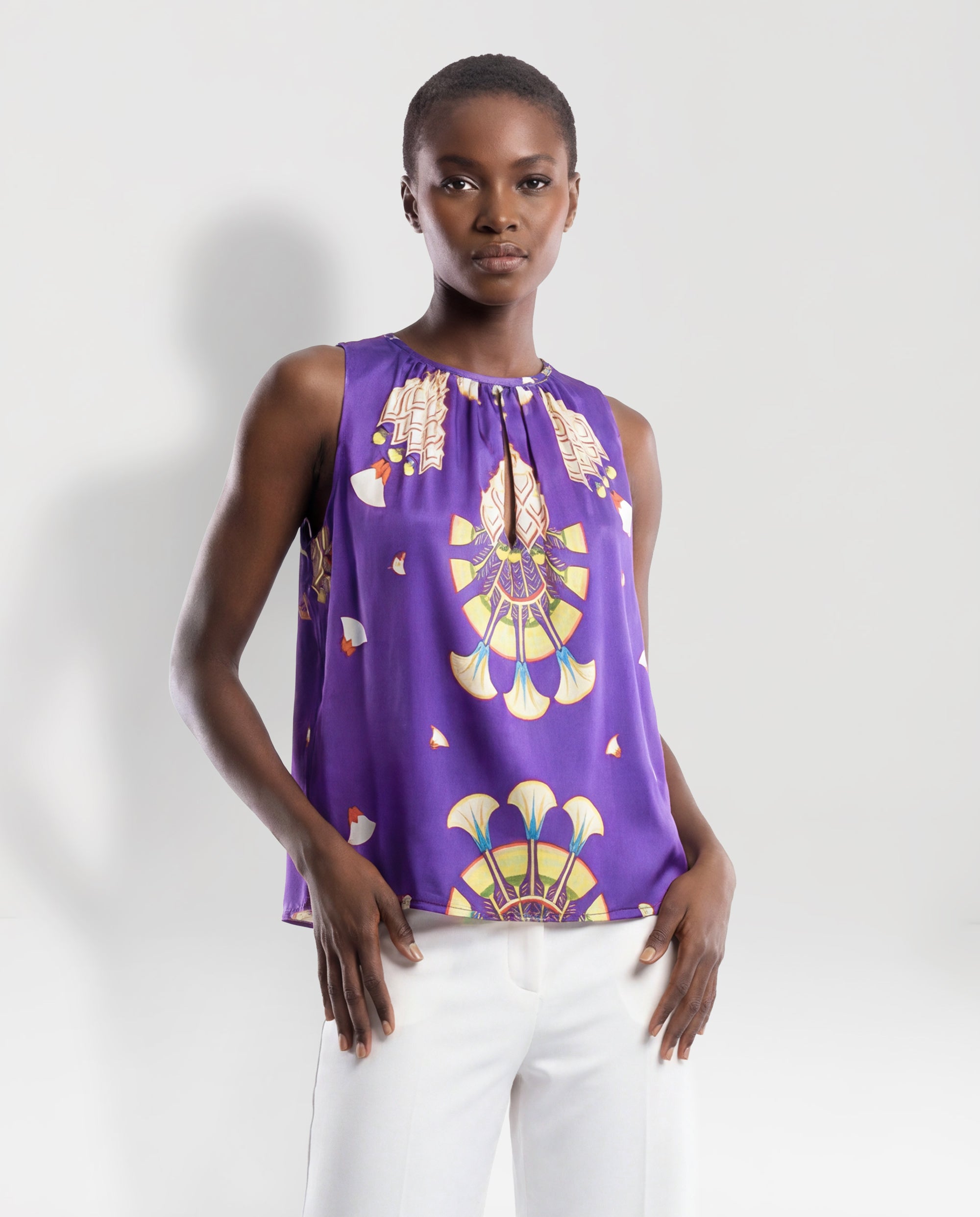 Top in seta viola