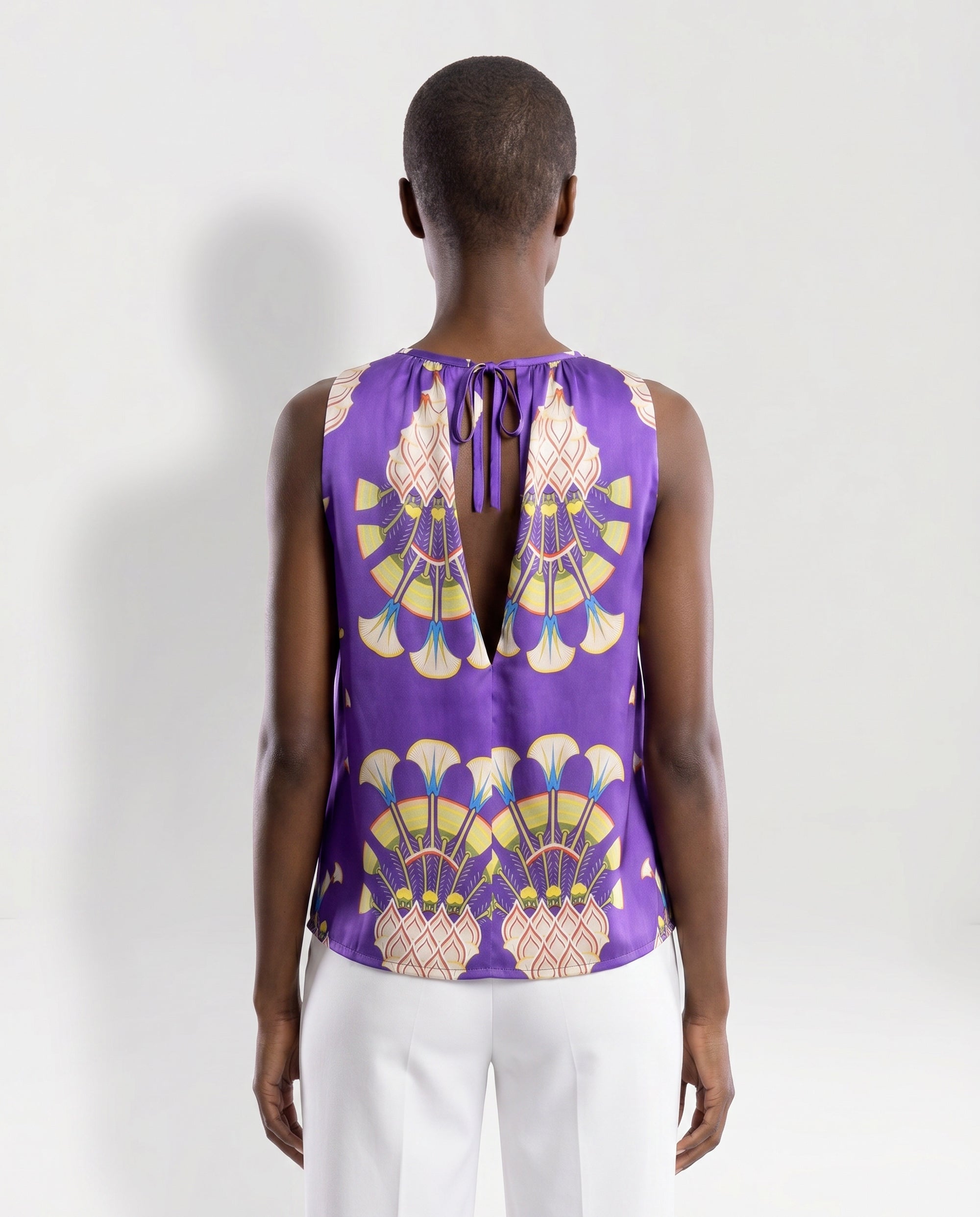 Top in seta viola