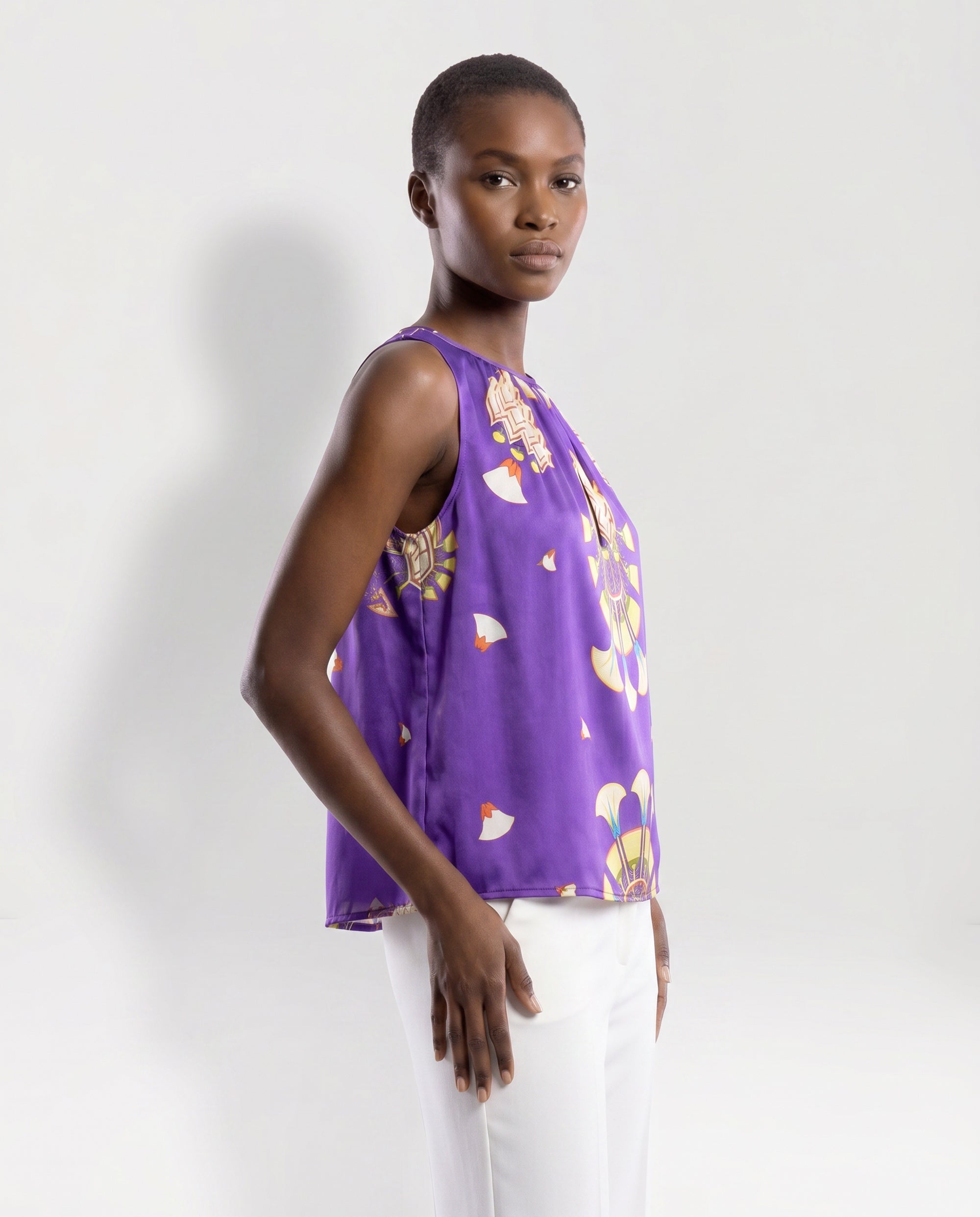 Top in seta viola