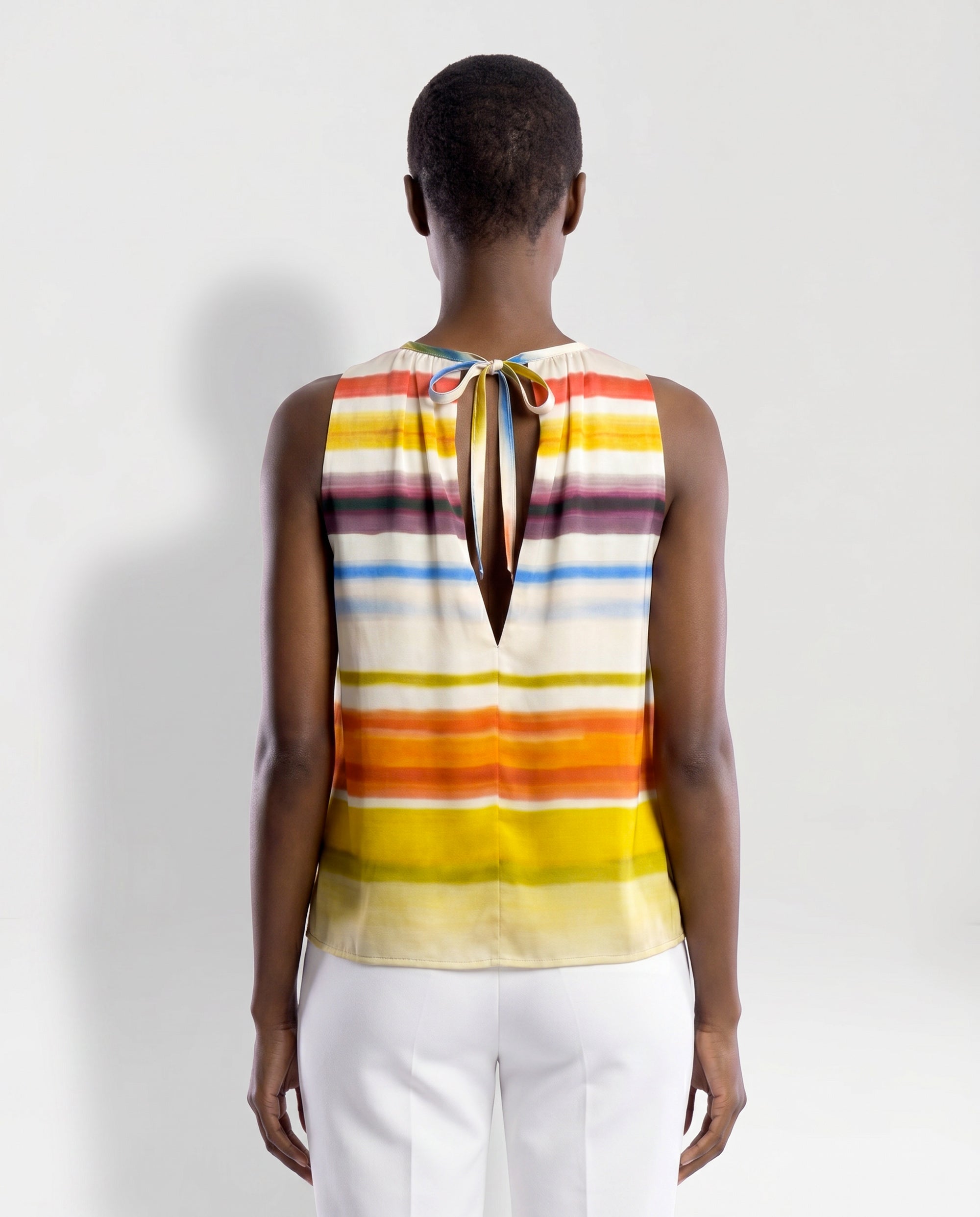 Top in seta a righe