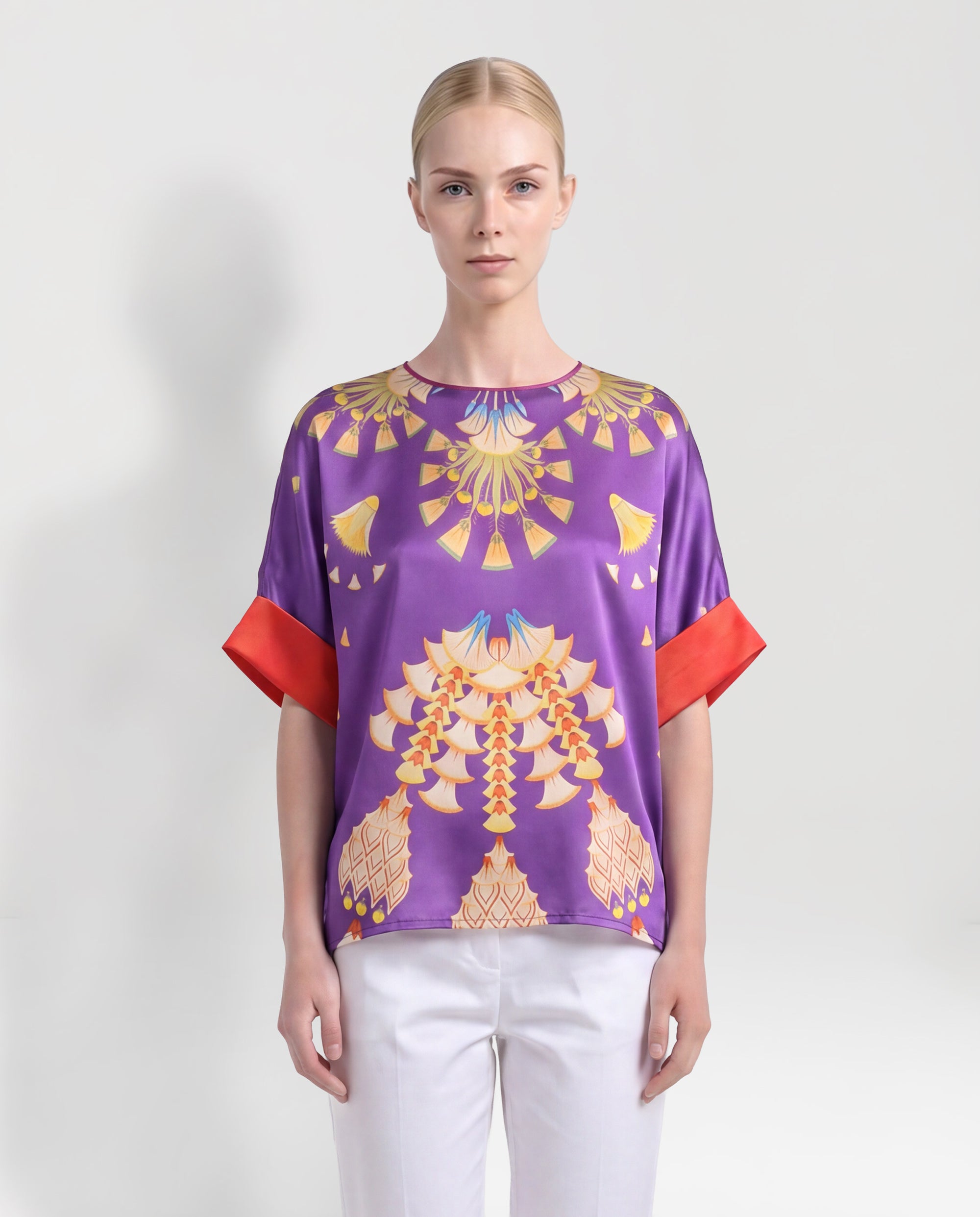 T-shirt in seta viola