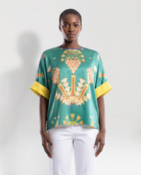 T-shirt in seta a fiori