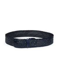 Cintura pelle intrecciata blu navy