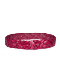 Cintura pelle intrecciata fucsia