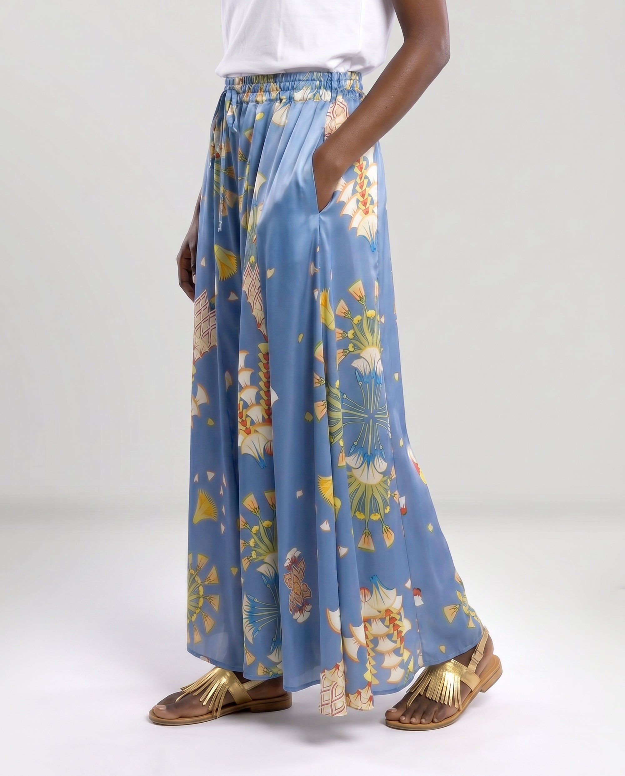 Gonna pantalone in seta